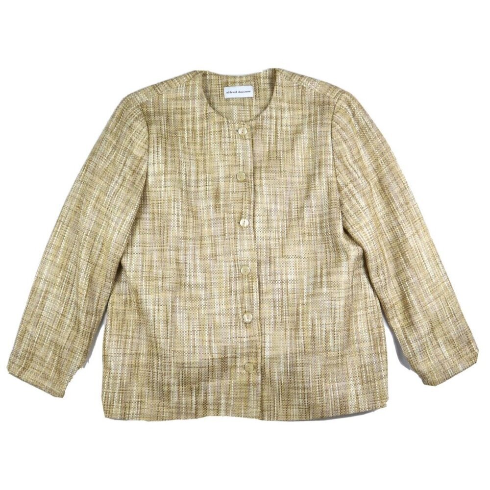 ALFRED DUNNER - WOMEN'S BEIGE WOVEN BLAZER JACKET - SIZE L